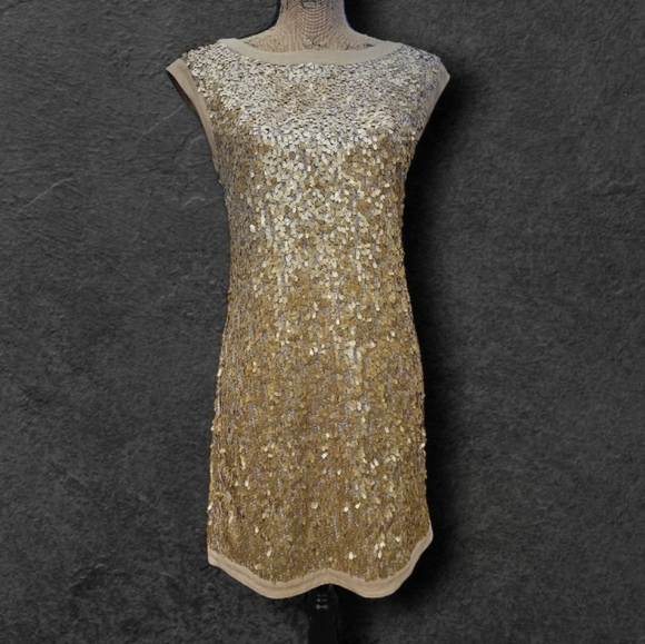 Laundry by Shelli Segal L.A Gold  All Sequin Shift Dress, Size 2 - Picture 1 of 8